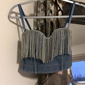 Denim and diamonds corset top